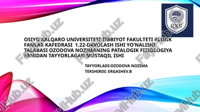 gipovolemiyalarda qon aylanishining oʻzgarishlari — PPTX