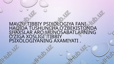 tibbiy psixologiya — PPTX