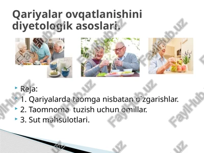qariyalarda taomga nisbatan o`zgarishlar — PPTX