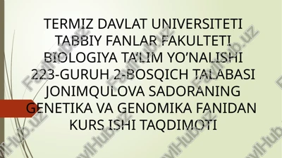 genomlarning biotibbiyot tadqiqotlari — PPTX