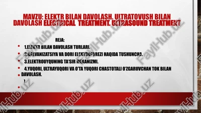 elektr bilan davolash. ultratovush bilan davolash — PPT
