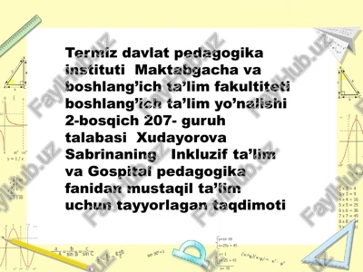 o’zbekistonda inkluziv ta’limning meyoriy huquqiy bazasini tahlil qilish — PPTX