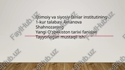 yangi o’zbekiston tarixi — PPTX
