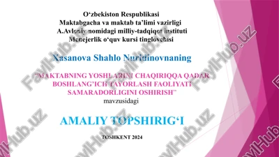 maktabning yoshlarini chaqiriqqa qadar boshlang’ich tayorlash faoliyati samaradorligini oshirish — PPTX