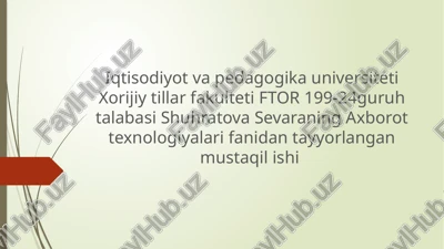 axborottizimlaridamalumotlar bazasini tashkil etish va boshqarish — PPTX