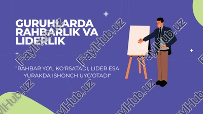 guruhlarda rahbarlik va liderlik tushunchalari — PPTX
