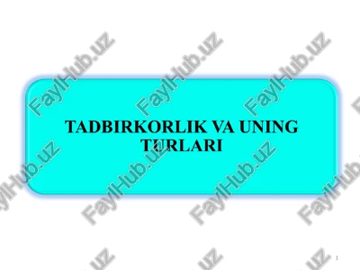 tadbirkorlik va uning turari — PPT