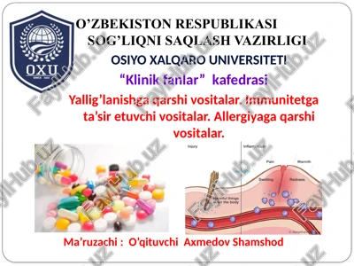 organizm immunizmining faoliyatini ta'sir etuvchi vositalar — PPTX