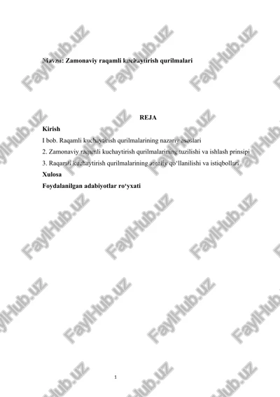 zamonaviy raqamli kuchaytirish qurilmalari — DOCX