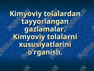 kimyoviy tolalardan tayyorlangan gazlamalar — PPT