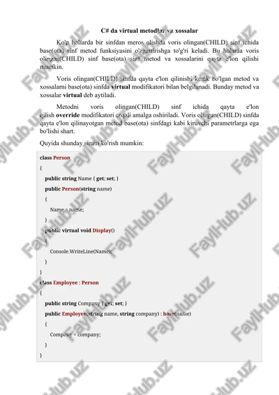 virtual metodlar — DOCX