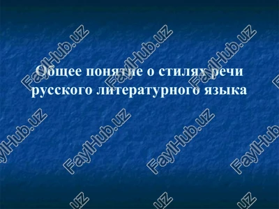 obshee ponyatie o stilyax rechi russkogo literaturnogo yazika — PPT