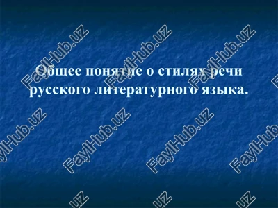 obshee ponyatie o stilyax rechi russkogo literaturnogo yazika — PPT