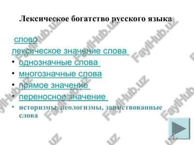 leksicheskoe bogatstvo russkogo yazika — PPT