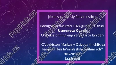 o‘zbekiston markaziy osiyo dasturi drama hamkorlikni ta'minlashda muhim roli — PPTX