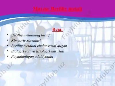 berilliy metali — PPTX