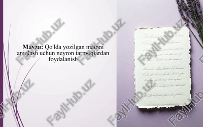 qo'lda yozilgan matnni aniqlash uchun neyron tarmoqlardan foydalanish — PPTX
