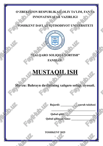 bahrayn davlatining xalqaro soliqa siyosati — PDF