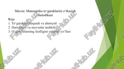 matematika toʻgaraklarini oʻtkazish metodikasi — PPTX