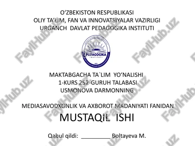 media vositalarida axborotni tarqatish va qabul qilish — PPTX