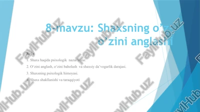 shaxsning o’z-o’zinianglashi — PPTX