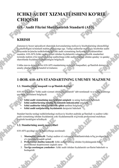 610 - audit fikrini shakllantirish standarti (afs) — DOCX