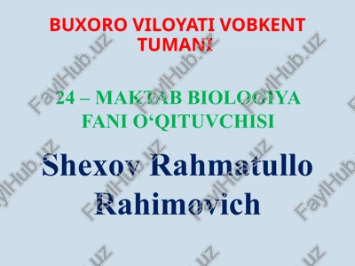 biologiya fani o‘qituvchisi — PPTX