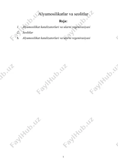 alyumosilikatlar va seolitlar — DOCX