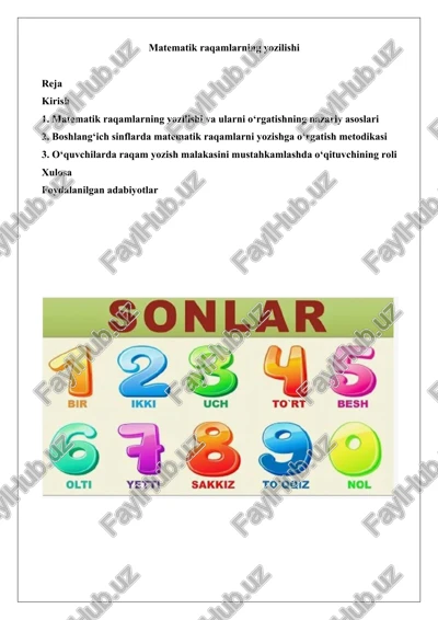 matematik raqamlarning yozilishi — DOCX