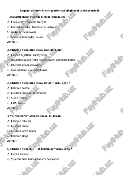 raqamli elektron biznes — DOCX