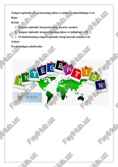 xalqaro iqtisodiy integratsiya — DOCX