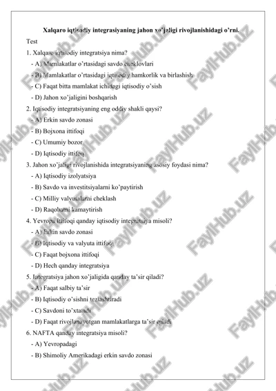 xalqaro iqtisodiy integratsiya — DOCX