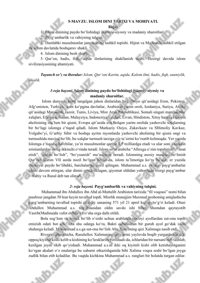 islom dini tarixi va mohiyati — DOCX