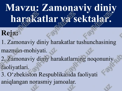 zamonaviydiniy harakatlar va sektorlar — PPTX