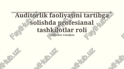 auditorlik faoliyatini tartibga solishda profesianal tashkilotlar roli — PPTX