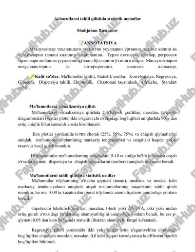 axborotlarni tahlil qilishda statistik metodlar — DOCX