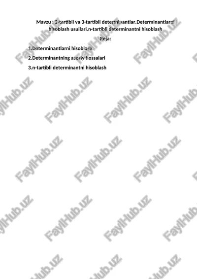 2-tartibli va 3-tartibli determinantlar — DOCX