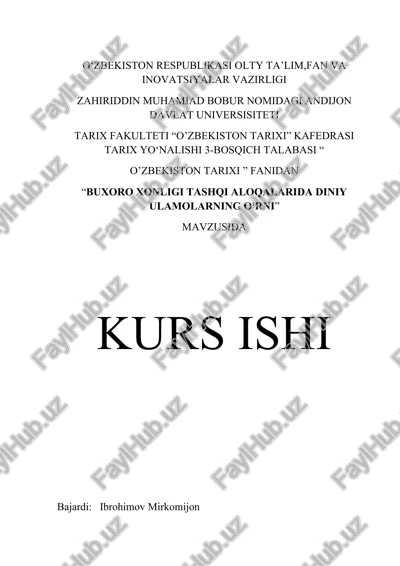buxoro xonligi tashqi aloqalarida diniy ulamolarning o'rni — DOCX