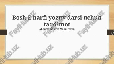 bosh e harfi yozuv darsi taqdimoti — PPTX