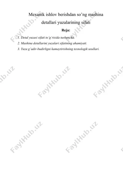 detallari yuzalarining sifati — DOCX