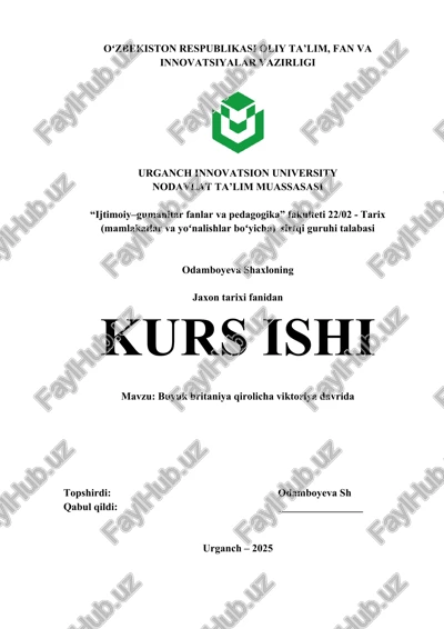 buyuk britaniya qirolicha viktoriya davrida — DOCX