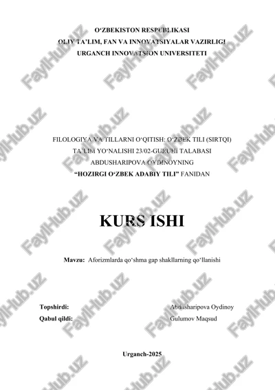 aforizmlarda qo‘shma gap shakllarning qo‘llanishi — DOCX