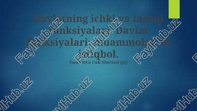 davlatning ichki va tashqi funksiyalari — PPTX