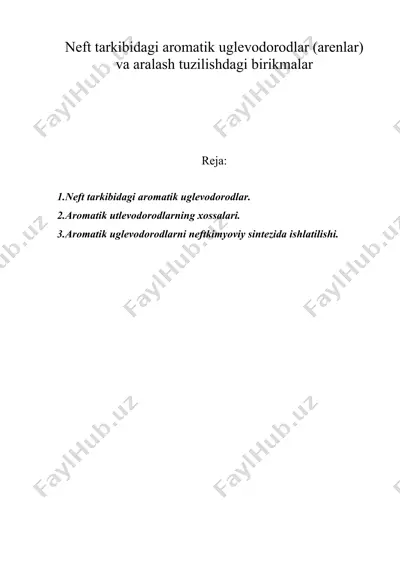 neft tarkibidagi aromatik uglevodorodlar (arenlar) va aralash tuzilishdagi birikmalar — DOC