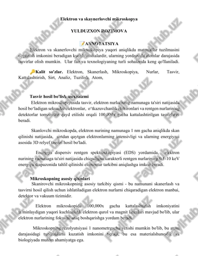 elektron va skanerlovchi mikroskopya — DOCX