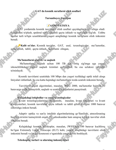 gat da kosmik suratlarni olish usullari — DOCX