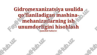 gidromexanizatsiya texnikasi — PPTX