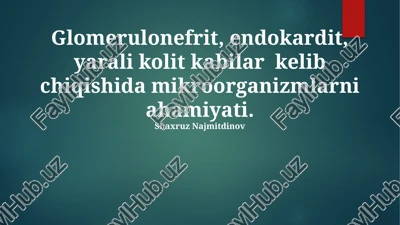 endokarditning mikrobiy shakli va ulug`iy hajmi — PPTX