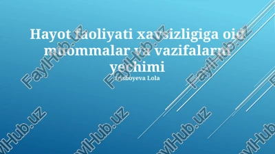hayot faoliyati xavsizligiga oid muommalar va vazifalarni yechimi — PPTX