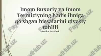 termiziyning "sunan" asarining metodologiyasi va tanqidiy yondashuvi — PPTX